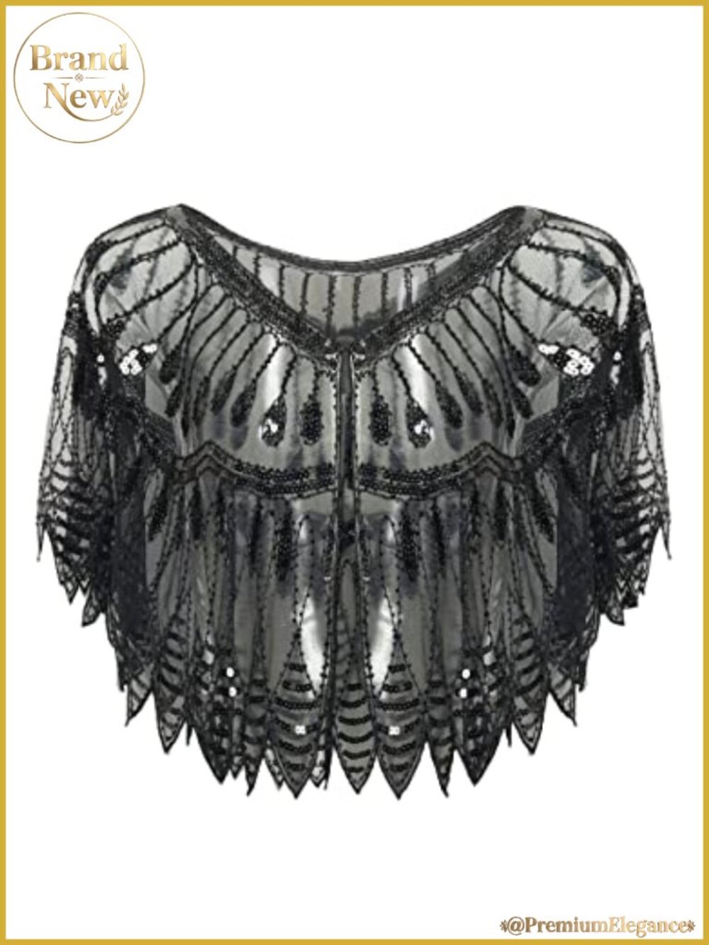 Sequin Beaded Evening Shawl Wrap Cape Bolero Flapper Cover Up